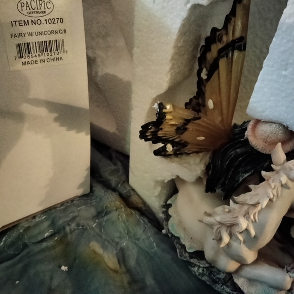 Fairy with Unicorn sitting in snow #10270 Pacific Giftware Collectible Statue - Picture 3 of 4